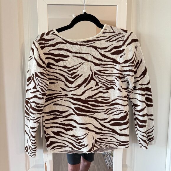 NEW Reformation Birdie Novelty Cardigan Size Small Color White Brown - Picture 6 of 9